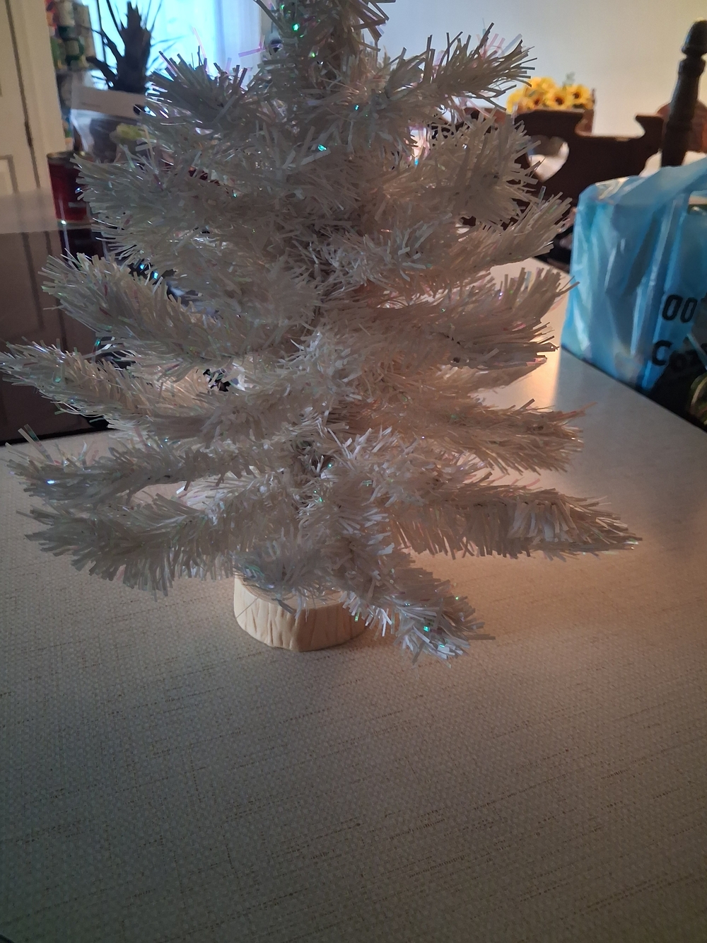 Avon White Mini Tabletop Holiday Tree with Iridescent Tinsel